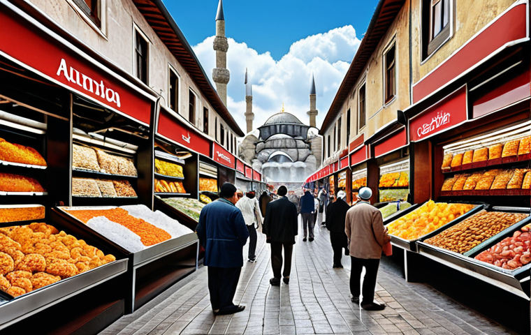 **

"A bustling Istanbul marketplace, modernized with subtle cloud computing interfaces overlaid. Vendors using tablets to manage inventory, data streams visualized in the air, reflecting the integration of cloud services into everyday Turkish business. Warm, vibrant colors. Illustrate the impact of digitalization to daily trade."

**